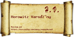 Horowitz Varsány névjegykártya